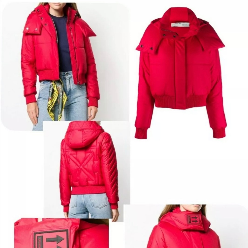 Off-White by Virgil Abloh Red Bomber Puffer Coat Jacket IT 40 (US 2-4)